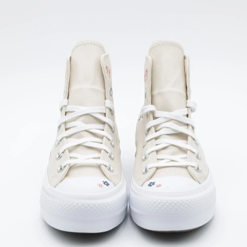 Converse Women's Chuck Taylor‎ All Star Lift Platform Floral Shoes Ivory Size 8 - Picture 9 of 11